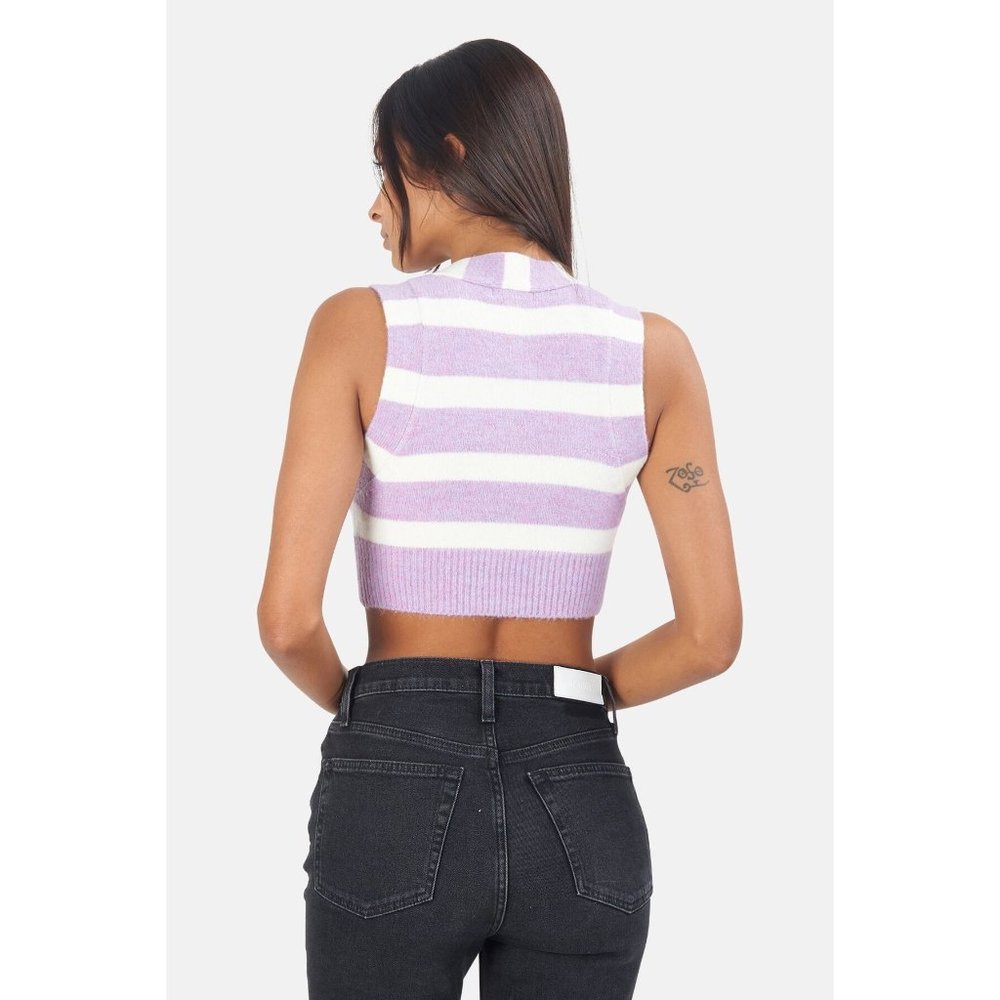 For Love and Lemons Maud Cropped Sweater Vest in Purple NWT size Medium - Picture 2 of 9